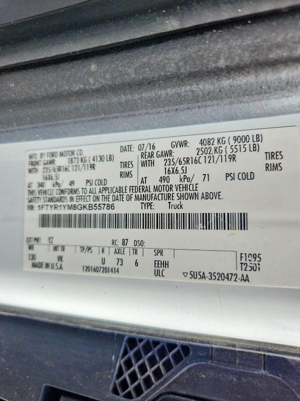 Aukcja sprzedaży 2016 Ford Transit, vin: 1FTYR1YM8GKB55786, numer aukcji: 62292826