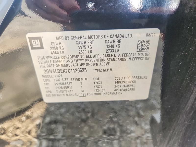 62915206 :رقم المزاد ، 2GNALDEK7C1129625 vin ، 2012 Chevrolet Equinox مزاد بيع