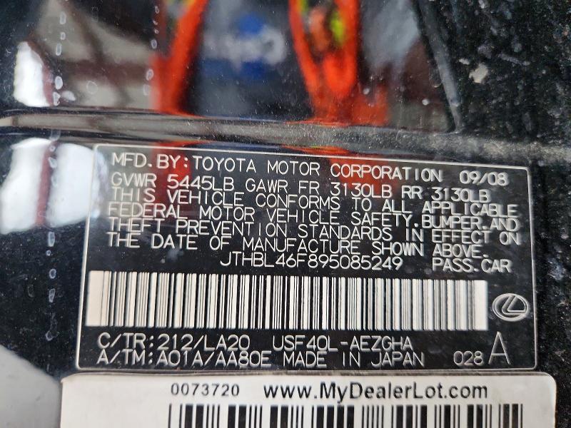 Aukcja sprzedaży 2009 Lexus Ls, vin: JTHBL46F895085249, numer aukcji: 60562386