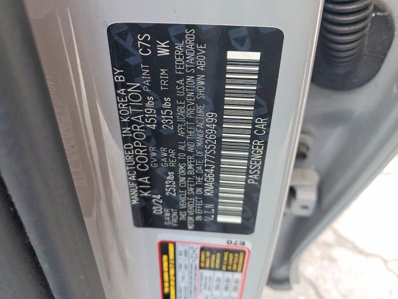 Aukcja sprzedaży 2025 Kia K5, vin: KNAG64J77S5269499, numer aukcji: 60855516