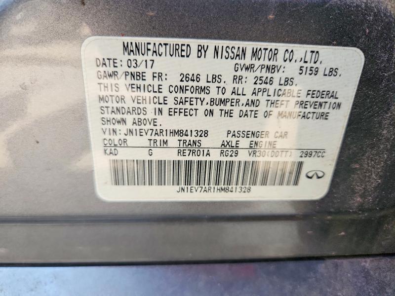 61417996 :رقم المزاد ، JN1EV7AR1HM841328 vin ، 2017 Infiniti Q50 مزاد بيع
