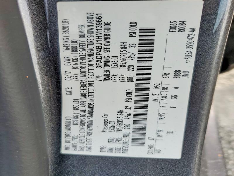 Aukcja sprzedaży 2017 Ford Fiesta, vin: 3FADP4BJ1HM139661, numer aukcji: 62500236