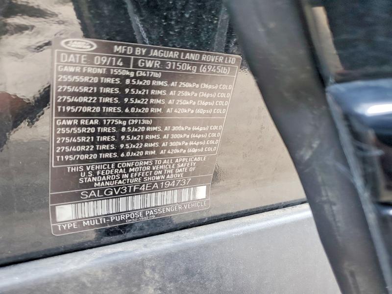 Aukcja sprzedaży 2014 Land Rover Range Rover, vin: SALGV3TF4EA194737, numer aukcji: 63113536