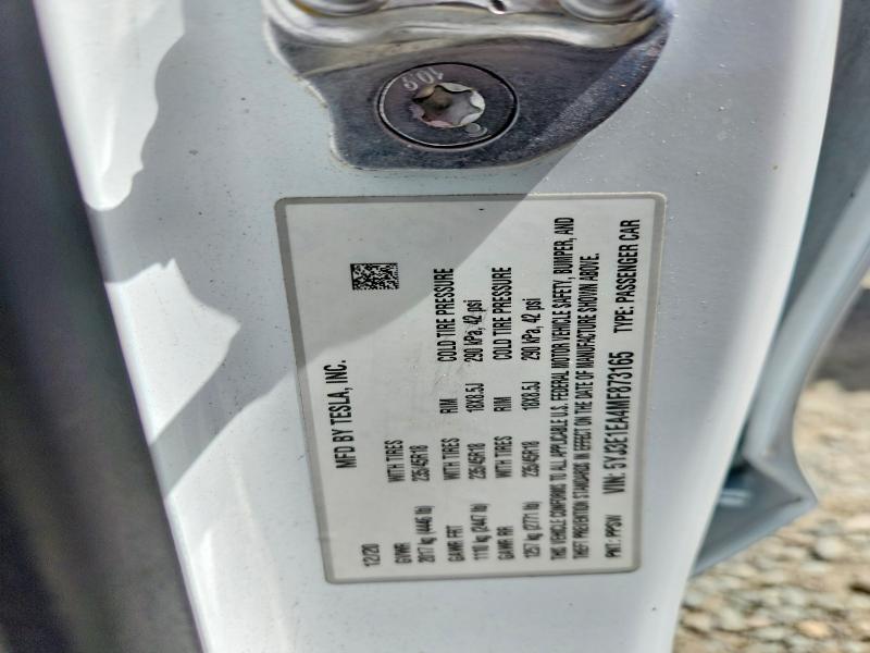 62313526 :رقم المزاد ، 5YJ3E1EA4MF873165 vin ، 2021 Tesla Model 3 مزاد بيع