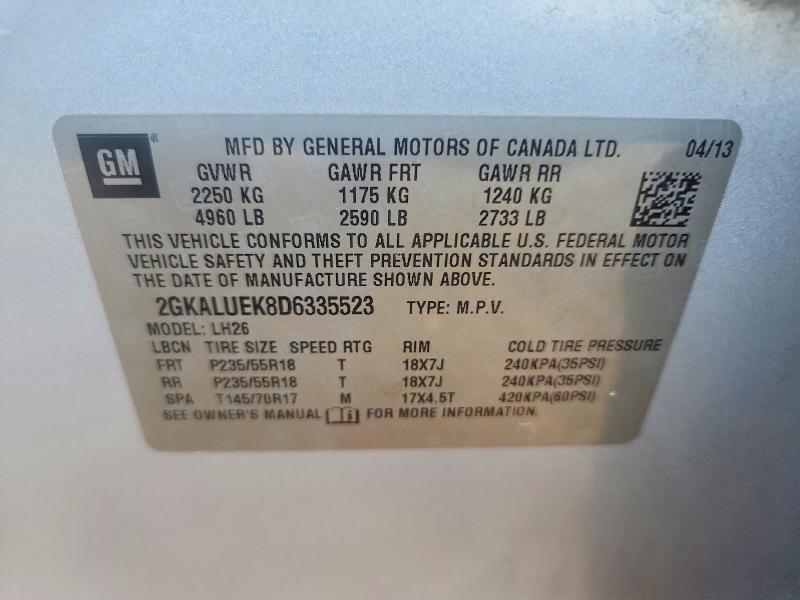 Aukcja sprzedaży 2013 Gmc Terrain, vin: 2GKALUEK8D6335523, numer aukcji: 61548456