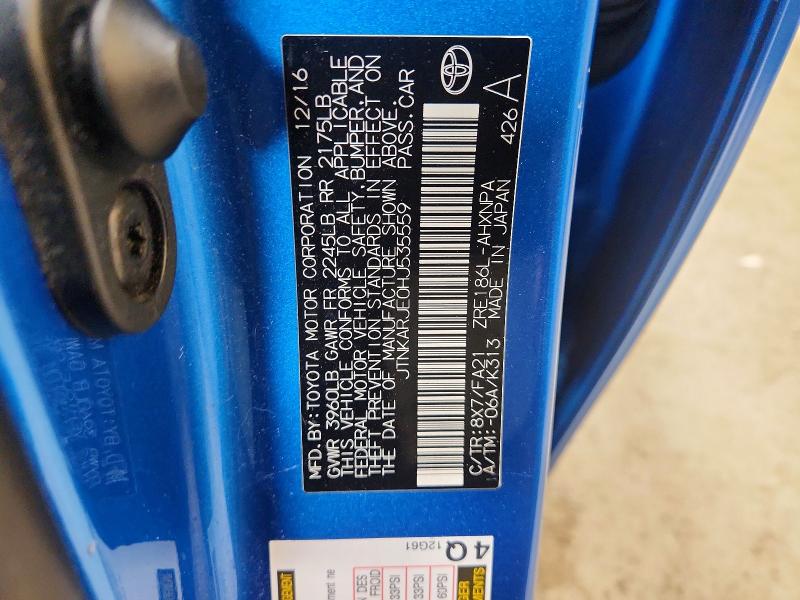 Продаж на аукціоні авто 2017 Toyota Corolla Im, vin: JTNKARJE0HJ535559, номер лоту: 61907786