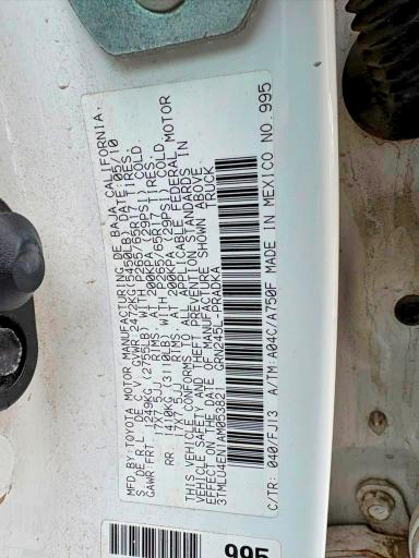 62485496 :رقم المزاد ، 3TMLU4EN1AM053821 vin ، 2010 Toyota Tacoma مزاد بيع