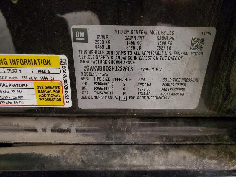Aukcja sprzedaży 2017 Buick Enclave, vin: 5GAKVBKD2HJ222603, numer aukcji: 61369326