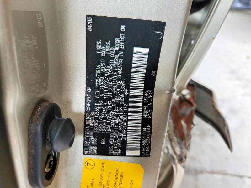 Продаж на аукціоні авто 2003 Toyota Highlander, vin: JTEHF21A130142152, номер лоту: 61006726