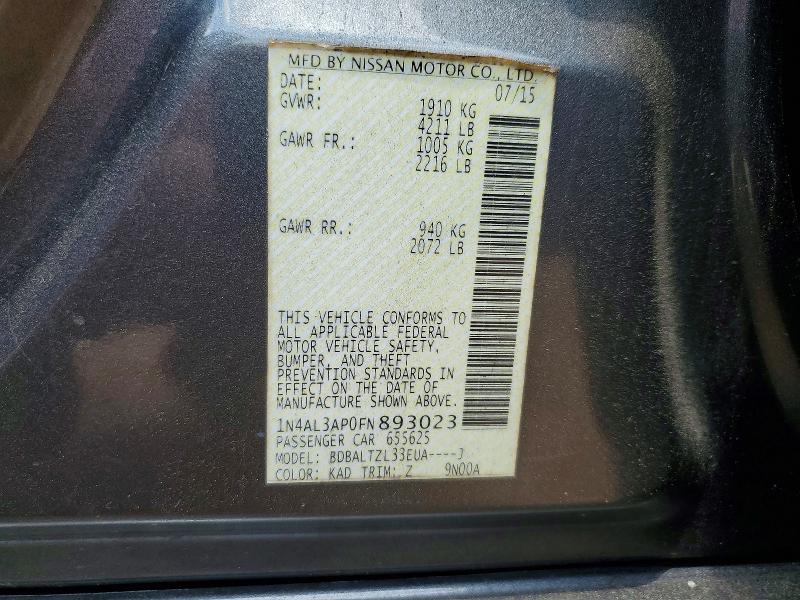 Aukcja sprzedaży 2015 Nissan Altima, vin: 1N4AL3AP0FN893023, numer aukcji: 61431556