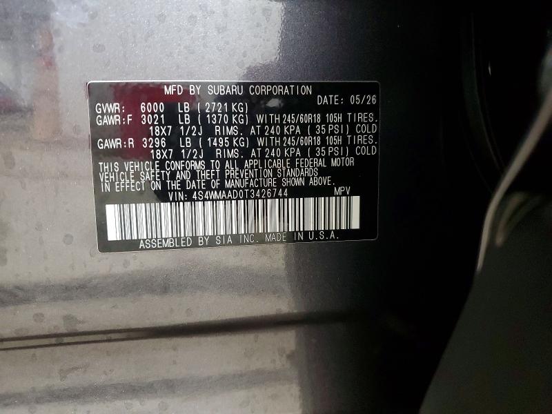 Продаж на аукціоні авто 2026 Subaru Ascent, vin: 4S4WMAAD0T3426744, номер лоту: 60446816