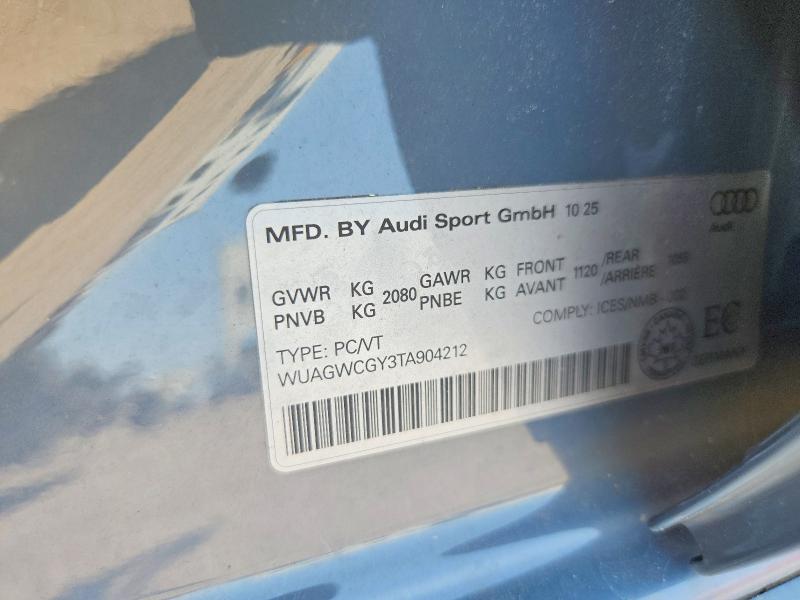 Продажа на аукционе авто 2026 Audi Rs3, vin: WUAGWCGY3TA904212, номер лота: 59362436