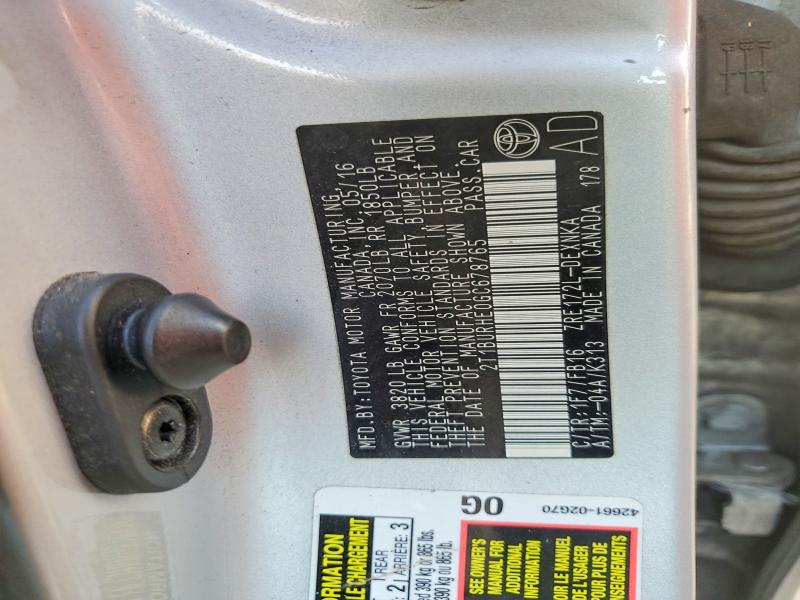 Aukcja sprzedaży 2016 Toyota Corolla, vin: 2T1BURHE0GC678765, numer aukcji: 61670916