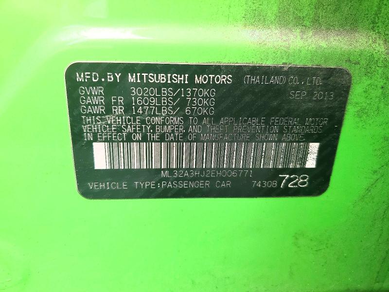 Aukcja sprzedaży 2014 Mitsubishi Mirage, vin: ML32A3HJ2EH006771, numer aukcji: 61904846