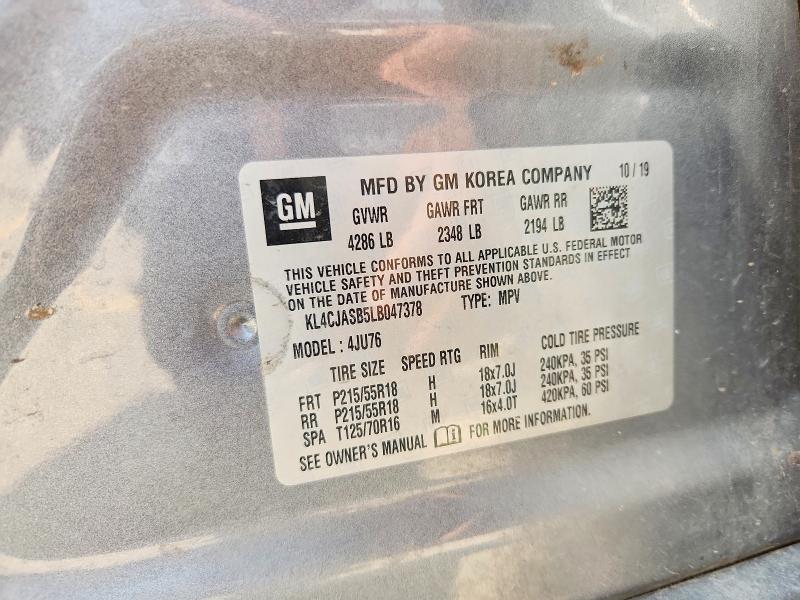 61868216 :رقم المزاد ، KL4CJASB5LB047378 vin ، 2020 Buick Encore مزاد بيع