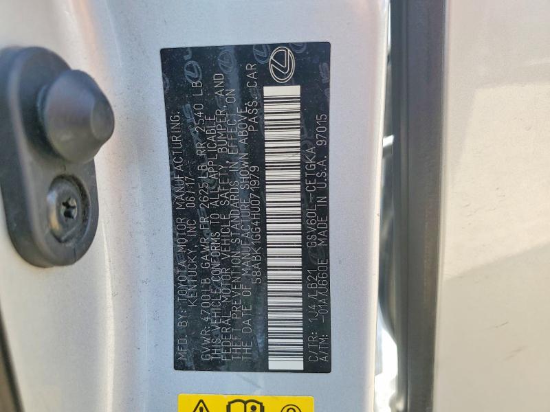 Продажа на аукционе авто 2017 Lexus Es, vin: 58ABK1GG4HU071979, номер лота: 59977536
