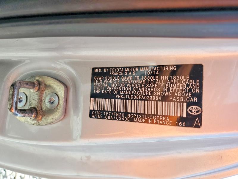 Aukcja sprzedaży 2015 Toyota Yaris, vin: VNKJTUD38FA023964, numer aukcji: 61339066