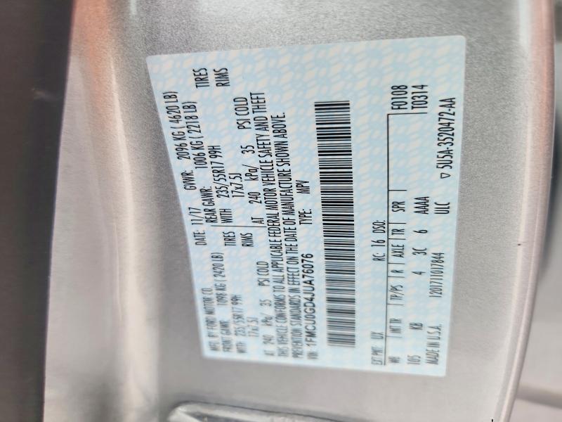 Продаж на аукціоні авто 2018 Ford Escape, vin: 1FMCU0GD4JUA76076, номер лоту: 60170006