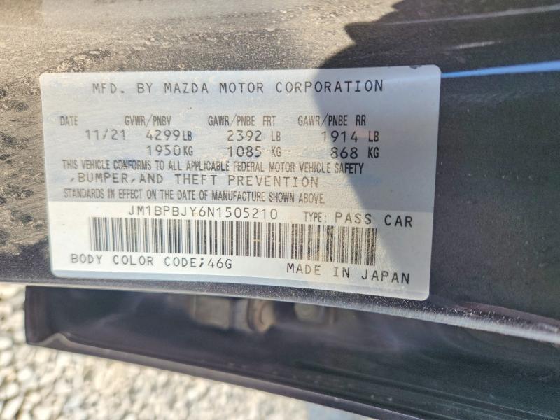 Auction sale of the 2022 Mazda 3, vin: JM1BPBJY6N1505210, lot number: 62154886