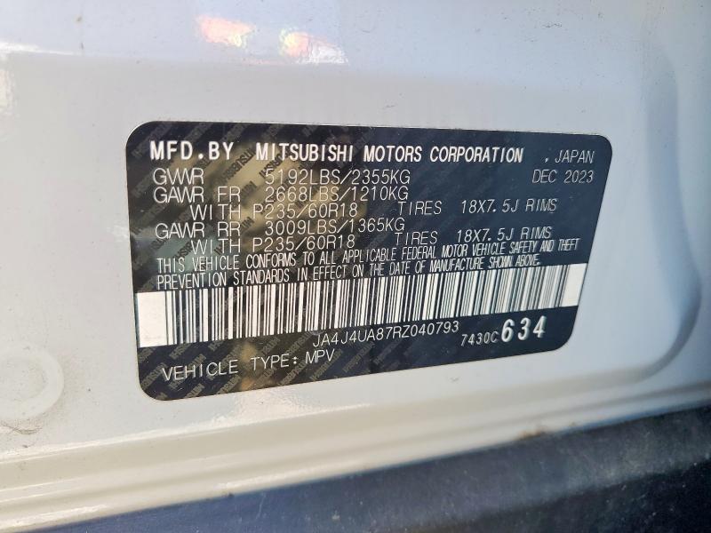 63107566 :رقم المزاد ، JA4J4UA87RZ040793 vin ، 2024 Mitsubishi Outlander مزاد بيع