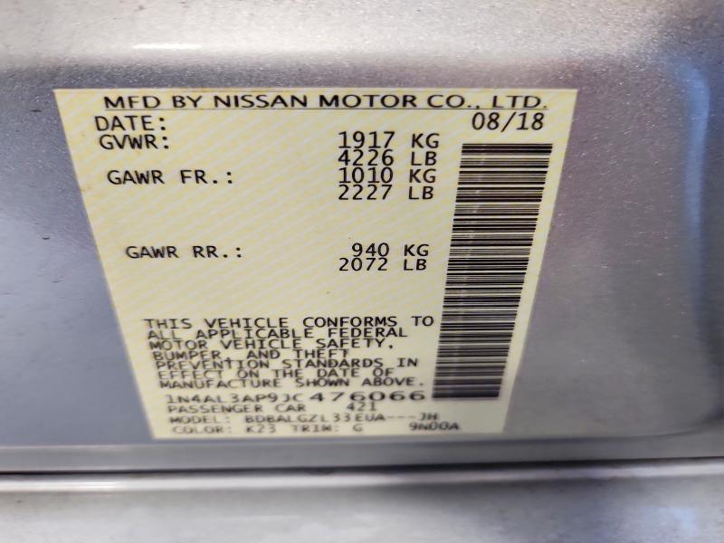 Aukcja sprzedaży 2018 Nissan Altima, vin: 1N4AL3AP9JC476066, numer aukcji: 59642716