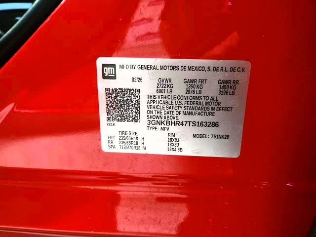 61256536 :رقم المزاد ، 3GNKBHR47TS163286 vin ، 2026 Chevrolet Blazer مزاد بيع