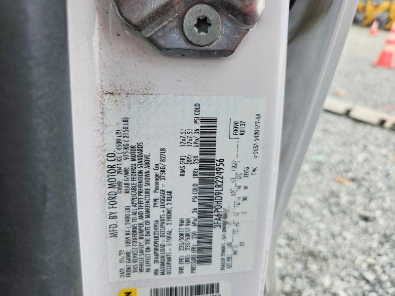 Aukcja sprzedaży 2020 Ford Fusion, vin: 3FA6P0HD9LR224956, numer aukcji: 62220486