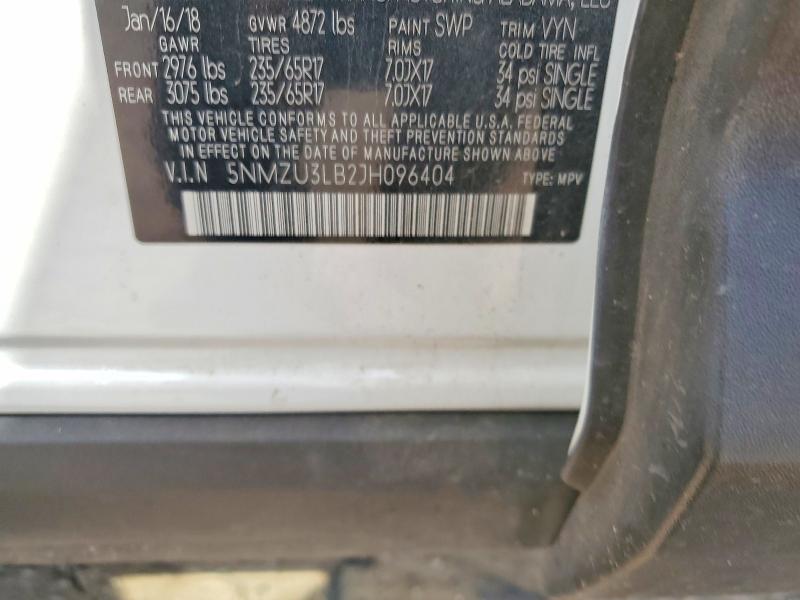 2018 Hyundai Santa Fe Sport მანქანა იყიდება აუქციონზე, vin: 5NMZU3LB2JH096404, აუქციონის ნომერი: 59800546