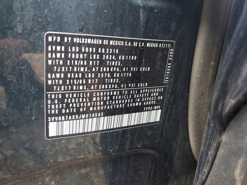 Продаж на аукціоні авто 2018 Volkswagen Tiguan, vin: 3VV0B7AX9JM014543, номер лоту: 62646936