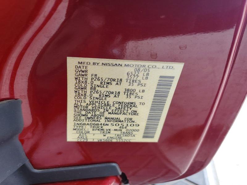 60770526 :رقم المزاد ، 1N6BA06B46N505109 vin ، 2006 Nissan Titan مزاد بيع
