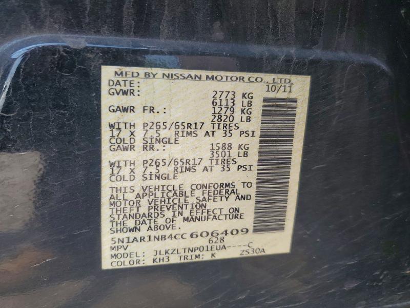 Продажа на аукционе авто 2012 Nissan Pathfinder, vin: 5N1AR1NB4CC606409, номер лота: 62930976