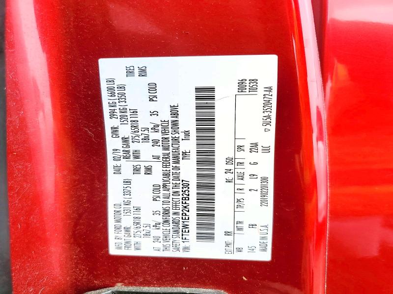 Aukcja sprzedaży 2019 Ford F150, vin: 1FTEW1EP2KFB25307, numer aukcji: 62568486