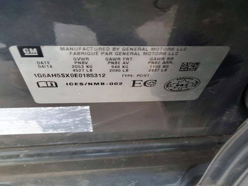 62081666 :رقم المزاد ، 1G6AH5SX0E0185312 vin ، 2014 Cadillac Ats مزاد بيع