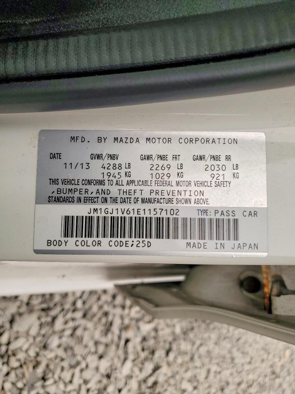 Продаж на аукціоні авто 2014 Mazda 6, vin: JM1GJ1V61E1157102, номер лоту: 61085426