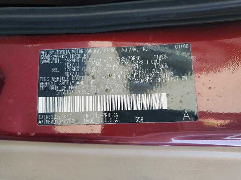 Aukcja sprzedaży 2006 Toyota Tundra, vin: 5TBET34126S521043, numer aukcji: 62136526
