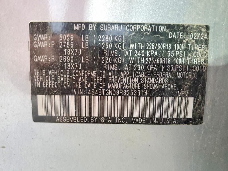 Продаж на аукціоні авто 2024 Subaru Outback, vin: 4S4BTGND9R3253314, номер лоту: 59074286