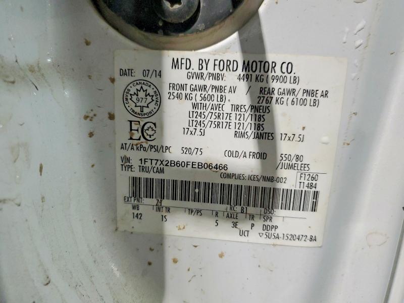 Aukcja sprzedaży 2015 Ford F250, vin: 1FT7X2B60FEB06466, numer aukcji: 60076486