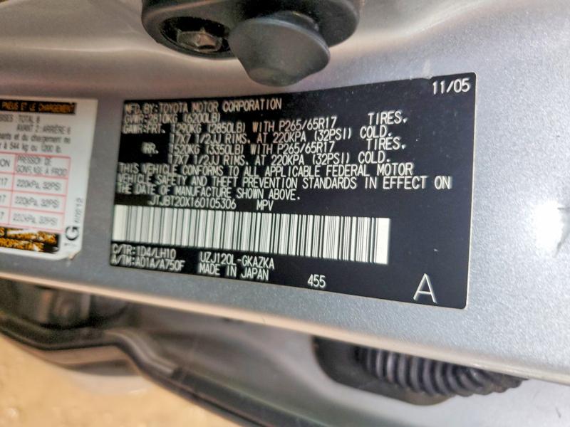 61158156 :رقم المزاد ، JTJBT20X160105306 vin ، 2006 Lexus Gx مزاد بيع
