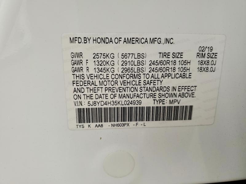 Aukcja sprzedaży 2019 Acura Mdx, vin: 5J8YD4H35KL024939, numer aukcji: 60863506