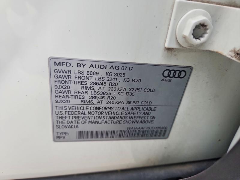 Auction sale of the 2018 Audi Q7, vin: WA1AAAF76JD005400, lot number: 62003576