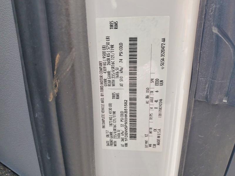 2017 Ford Transit მანქანა იყიდება აუქციონზე, vin: 1FDBW5PMXHKB51582, აუქციონის ნომერი: 62836006