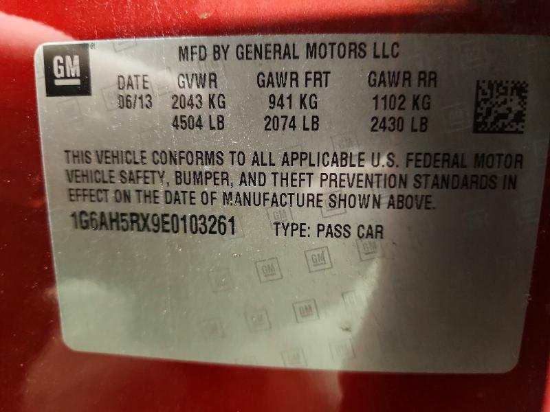 61487876 :رقم المزاد ، 1G6AH5RX9E0103261 vin ، 2014 Cadillac Ats مزاد بيع