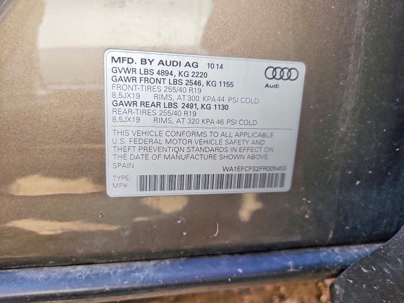 Aukcja sprzedaży 2015 Audi Q3, vin: WA1EFCFS2FR005455, numer aukcji: 59851766