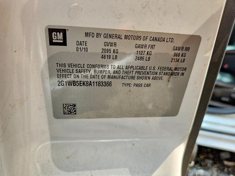 Продаж на аукціоні авто 2010 Chevrolet Impala, vin: 2G1WB5EK8A1183366, номер лоту: 62778936