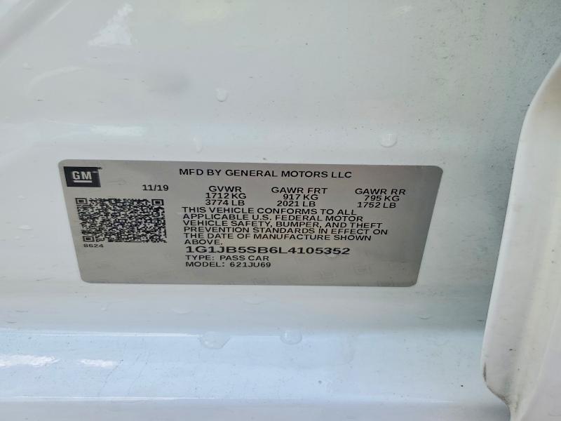 Продаж на аукціоні авто 2020 Chevrolet Sonic, vin: 1G1JB5SB6L4105352, номер лоту: 60761616