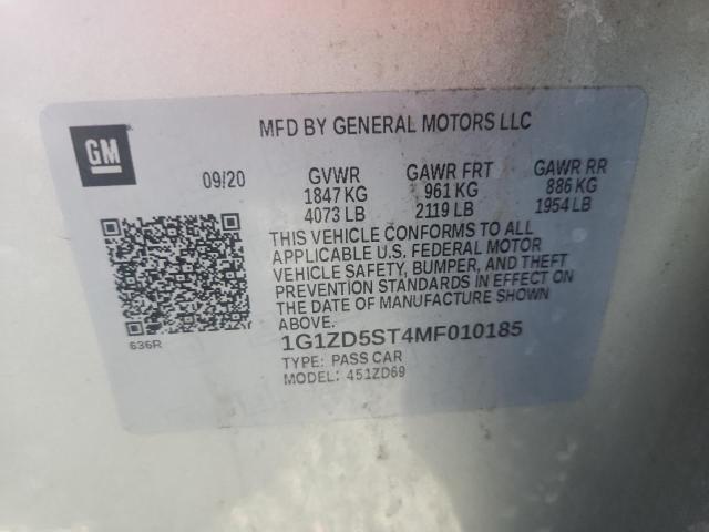 2021 Chevrolet Malibu მანქანა იყიდება აუქციონზე, vin: 1G1ZD5ST4MF010185, აუქციონის ნომერი: 59588246