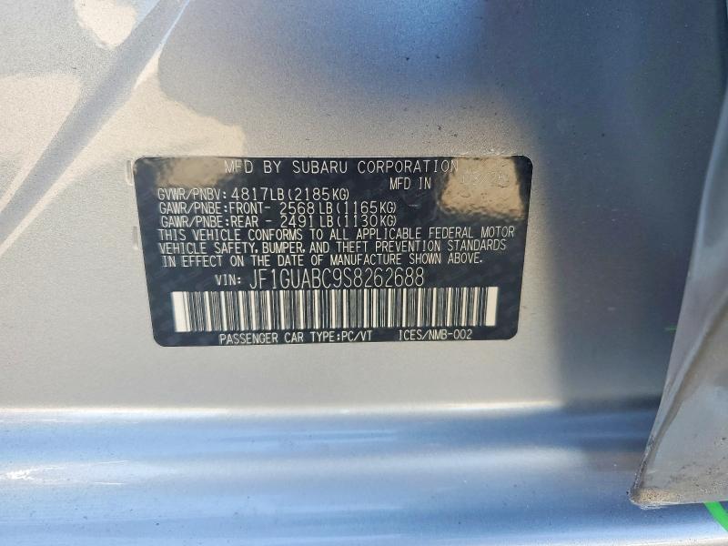 2025 Subaru Impreza მანქანა იყიდება აუქციონზე, vin: JF1GUABC9S8262688, აუქციონის ნომერი: 60070256