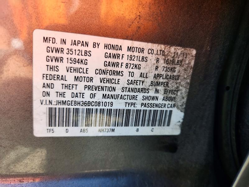 Продаж на аукціоні авто 2013 Honda Fit, vin: JHMGE8H36DC081019, номер лоту: 60327306