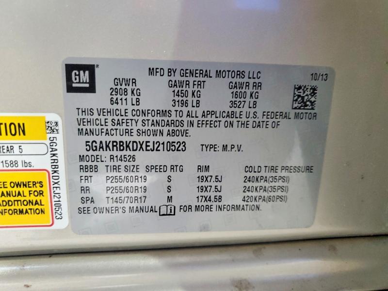 Продаж на аукціоні авто 2014 Buick Enclave, vin: 5GAKRBKDXEJ210523, номер лоту: 59797846