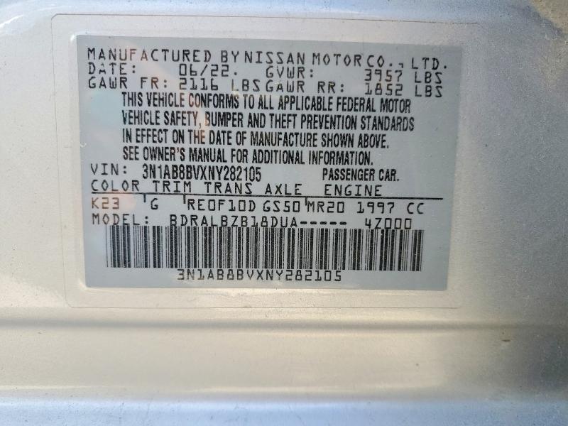 Aukcja sprzedaży 2022 Nissan Sentra, vin: 3N1AB8BVXNY282105, numer aukcji: 61564996